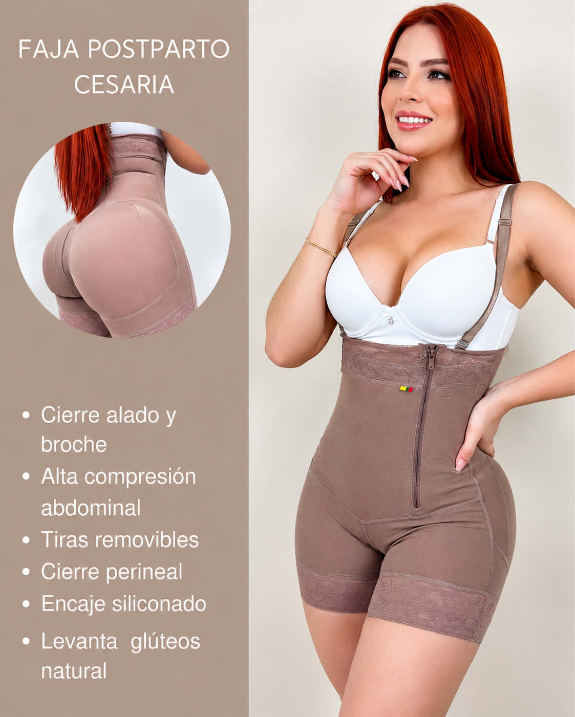 FAJA STRAPLESS CREMALLERA LATERAL / realce natural