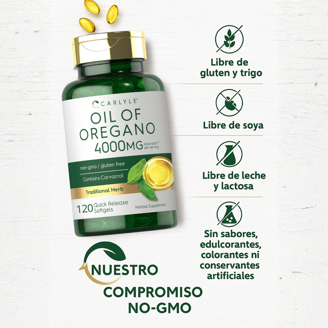 Oil of Oregano Carlyle 4000 mg 120 Cápsulas | Apoyo al sistema inmunológico y digestivo
