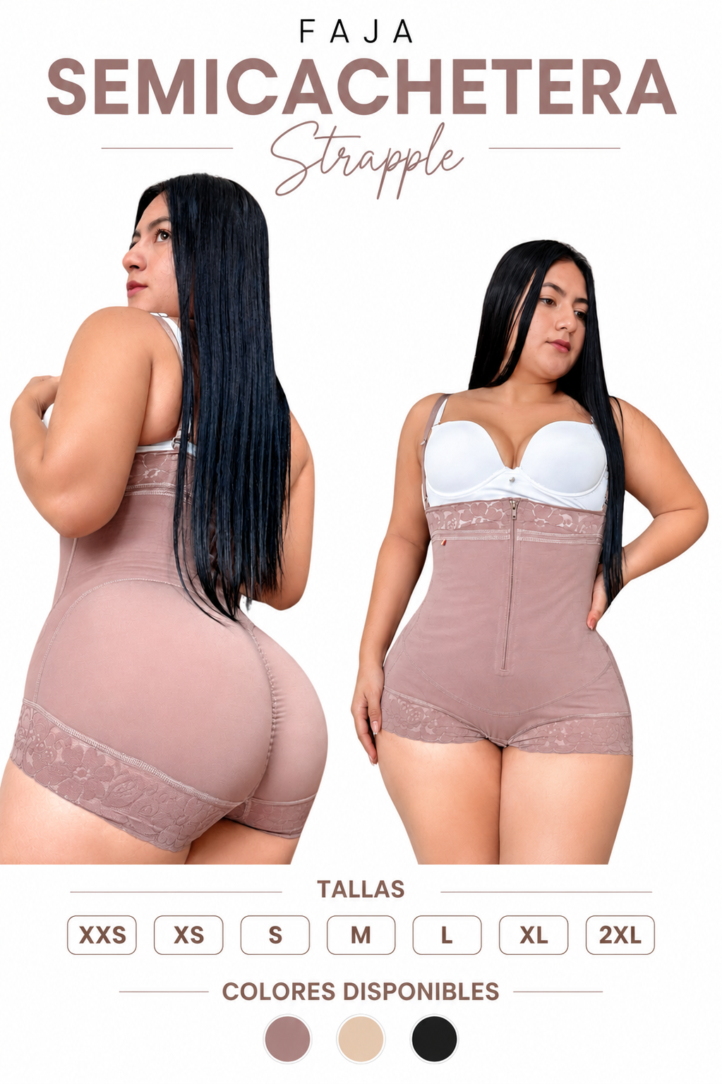 FAJA SEMICACHETERA STRAPLESS / realce de glúteos