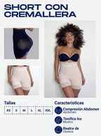 SHORT CREMALLERA TIRO ALTO/control abdominal y realce de glúteos