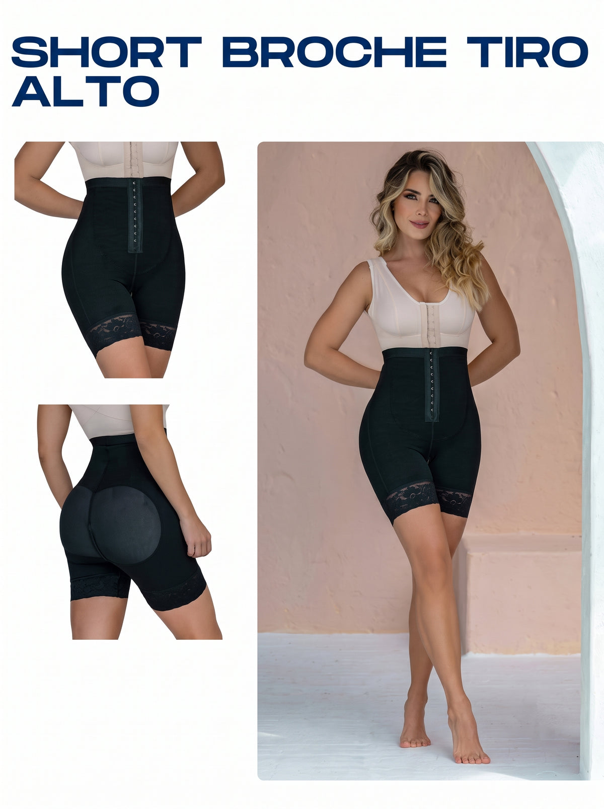 SHORT CON BROCHE TIRO ALTO/ control abdominal y ajuste personalizado